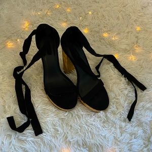 Forever21 Black platform pumps with cork heels